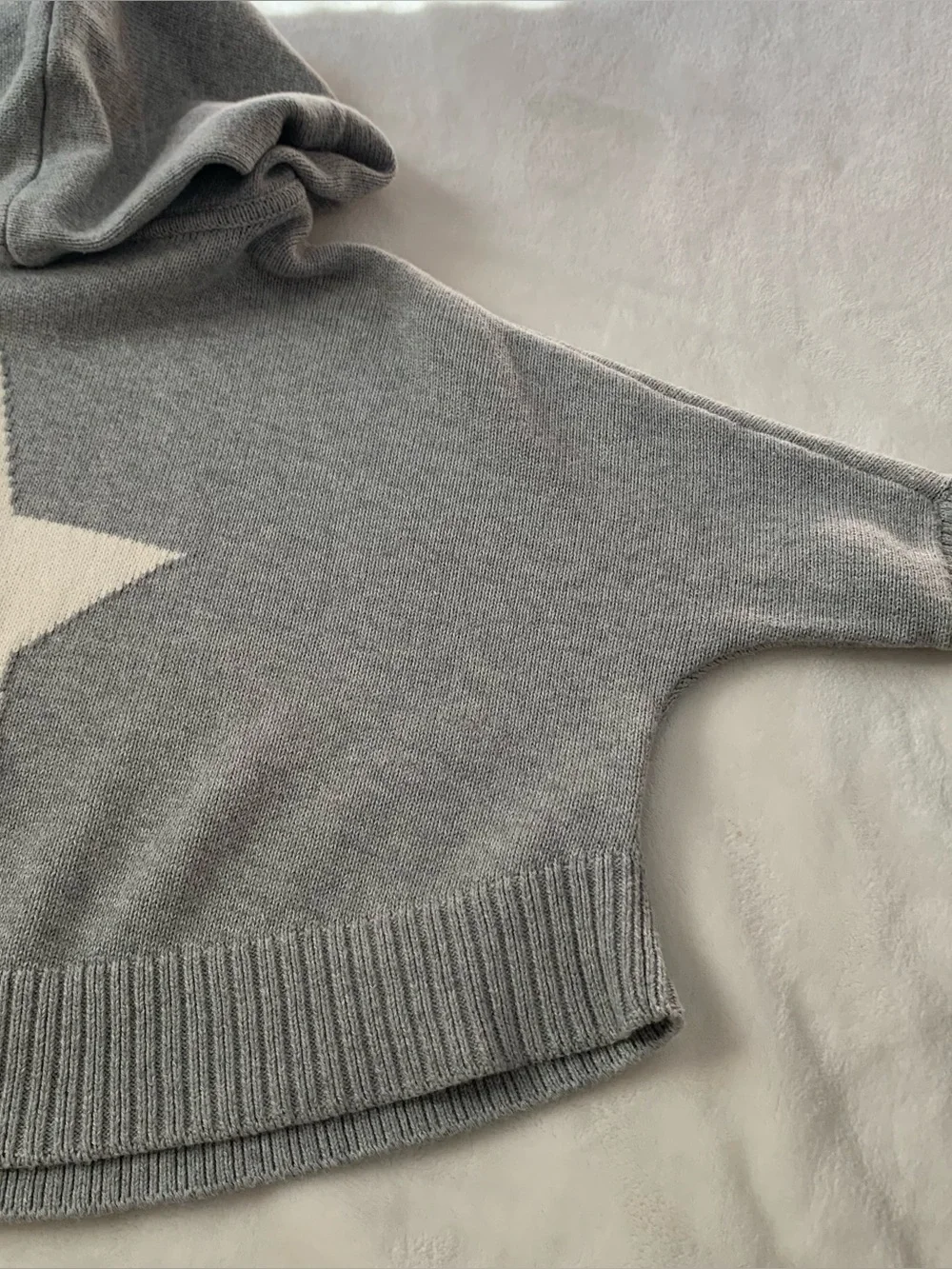 Baby GAP Cotton Hooded Star Poncho - Grey & Cream Size 4